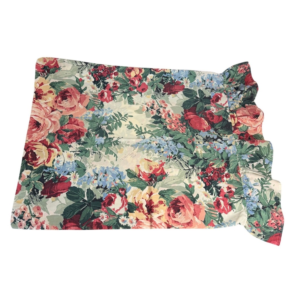 Vintage Springmaid Rose Floral Pillowcase Standard Ruffle Moody Romantic Bedding